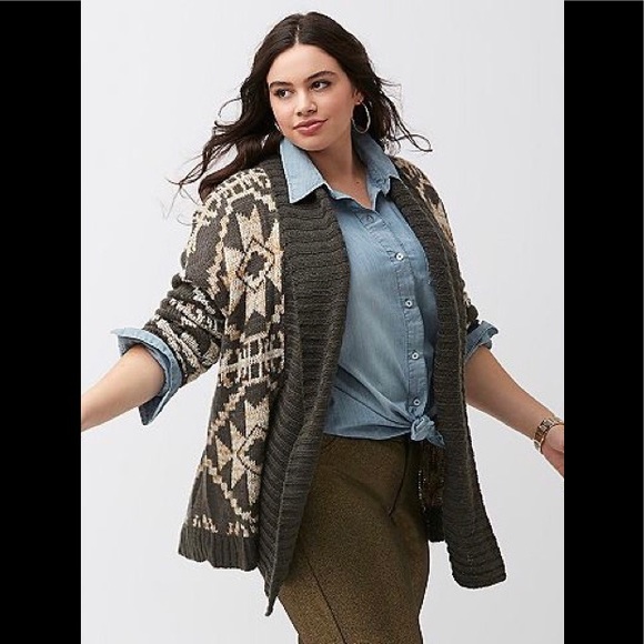 🆕NWOT Tribal Jacquard Overpiece Open Cardigan - Picture 1 of 16